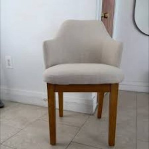 Kinston Curved Back Upholstered Dining Chair Linen - Threshold Polyester, Rubberwood Legs