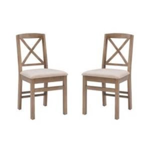 Set of 2 Triena X-Back Linen Folding Chairs Graywash - Linon Upholstered Polyester, Rubberwood Frame