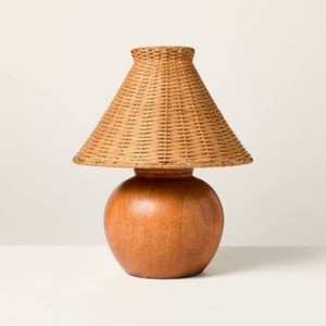 Wood Base with Rattan Shade Accent Table Lamp - Hearth & Hand with Magnolia