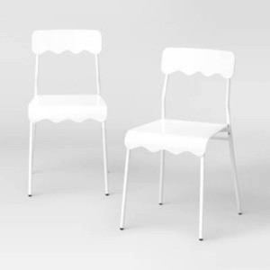 Set of 2 Wavy Metal Dining Chair White - Room Essentials