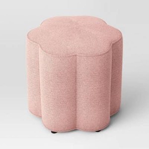 Scalloped Upholstered Ottoman Pink - Room Essentials