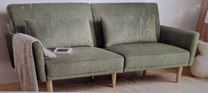72 Mid Century Modern Futon Sofa Corduroy Dark Green Room Essentials