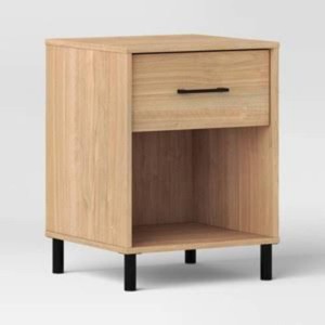 Mixed Materials Wood and Metal Nightstand Natural Wood - Room Essentials