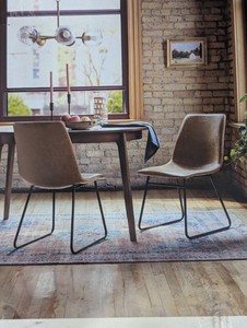 2pk Bowden Faux Leather Dining Chairs with Black Legs Caramel - Threshold