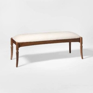 Cabriole Leg Upholstered Bench Dark Walnut - Threshold designed with Studio McGee
