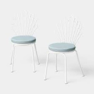 2pk Metal Stackable Shell Outdoor Patio Dining Chairs White - Threshold designed with Studio McGee