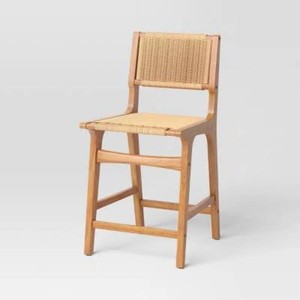 24 Ceylon Woven Counter Height Barstool with Footrest Natural Wood - Threshold