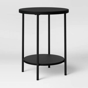 Wood and Metal Round Side Table Black - Room Essentials