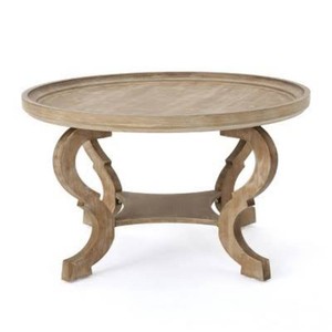 Althea Circular Coffee Table Natural Elegant Curved Design for Living Room - Christopher Knight Home