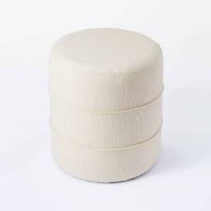 Catalina Round Ottoman Cream - Threshold designed with Studio McGee Wooden Frame, Textured