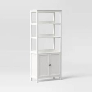 72 Bookcase Traditional With Three Open Shelves and Cabinet Classic White - Room Essentials