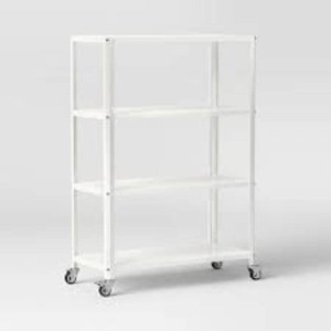 44 3 Shelf Rolling Metal Bookcase Chalk White - Room Essentials