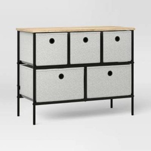 36 Wide Fabric Bin 5 Dresser Black Frame - Room Essentials