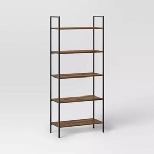 72 Loring 5 Shelf Ladder Bookshelf Walnut - Threshold Metal Frame, Open Back Design, Fixed Shelves