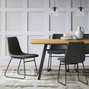 2pk Bowden Faux Leather and Metal Dining Chair Black