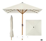 Square Solar LED Lighted Patio Umbrella w/ Woodgrain Pattern - 9ft