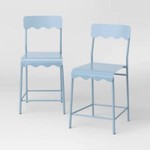 Set of 2 24" Wavy Metal Counter Height Barstool with Footrest Blue - Room Essentials™