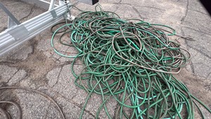 Large Lot Of Green Hoses With Repair Connectors
