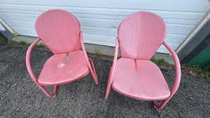 Pair Of Outdoor Vintage Metal Chairs