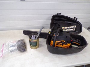 Chainsaw With Case and Chain saw blades and Sharpener