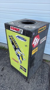Large metal garbage can with door