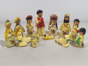 Hand Painted Mexican Folk Art Nativity Scene
