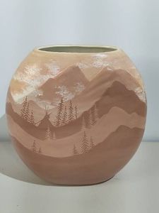 Native American Clay Pottery Bowl wMountain Design