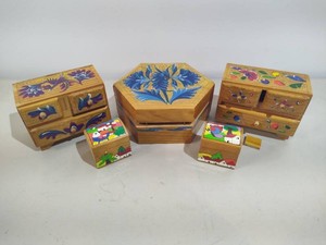 Hand Painted Wooden TrinketStorage Boxes