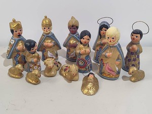 Hand Painted Mexican Folk Art Nativity Scene