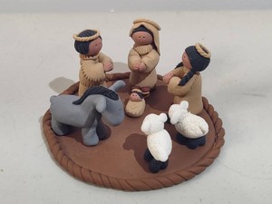 Adorable Clay Native American Nativity Set