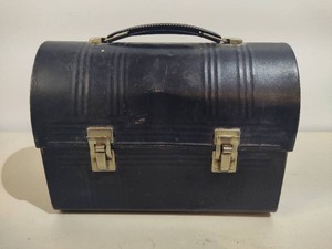 Vintage Black Metal Dome Top Lunchbox