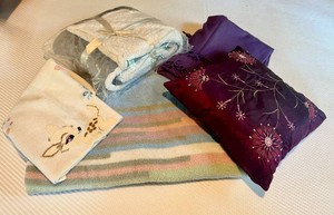 Assorted Blankets and Decorative Pillow