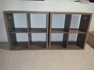 Two Sauder Four Cubby Shelving Units