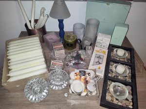 Large Lot of Candles & Candle Holders