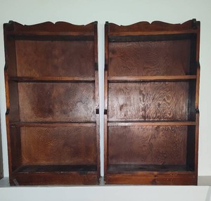 Two Solid Wood Scalloped Top Book Cases