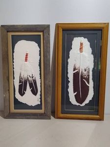Imprinted Cotton Eagle Feather Art by Rich Red Owl