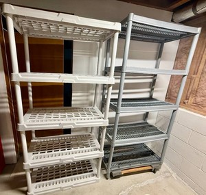 Two Plastic 5-Shelf Shelving Units