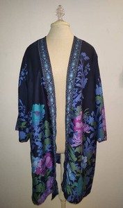 Susan Graver Sheer Woven Floral Kimono Jacket (Size 3X)