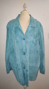 Jessica Holbrook Womens Suede Button-Front Leather Jacket (Size 3X)
