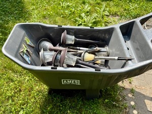 Ames Easy Roller Poly Lawn Cart and Solar Lights