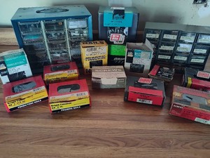 Assortment of Nails, Screws & Two Organizers