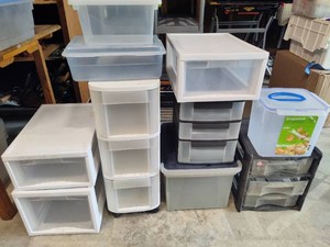 Lot of Storage Drawers & Bins wLids