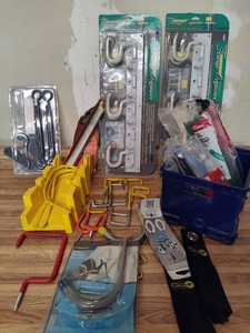 Lot of Assorted Hooks & Basket of Cable Ties