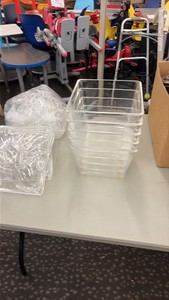 CLEAR PLASTIC CONTAINERS WITH DECORATIVE LIDS