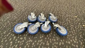5 HARD RUBBER WHEELS-NEW