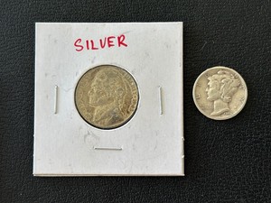 1943-P Silver Nickel and 1944 Silver Mercury Dime