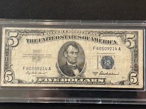 1953 A Blue Seal $5 Dollar Silver Certificate