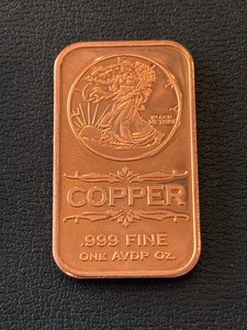1 Ounce .999 Fine Copper Bar