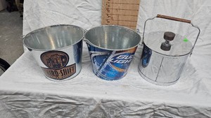 Ice Bucket and Bud Light and 3rd St Metal Beer Buckets