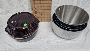 Stoneware Casserole Dish and Stainless Bowls